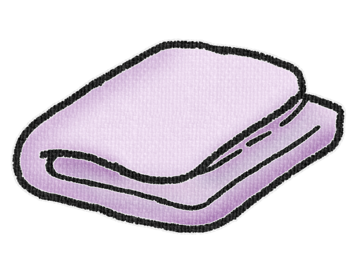 たたまれた紫色の毛布の透過イラスト