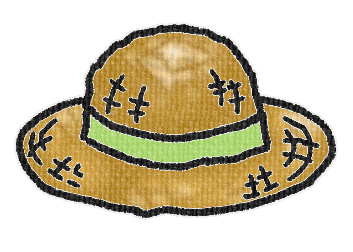 黄緑色リボンの麦わら帽子の透過イラスト素材