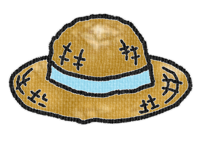 水色リボンの麦わら帽子の透過イラスト素材