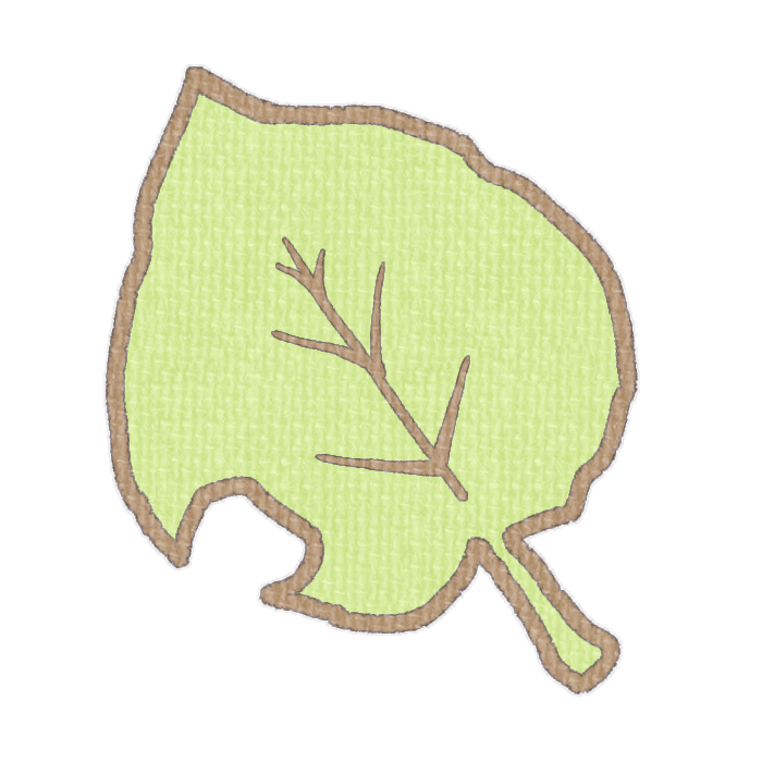 虫食いのある黄緑色の落ち葉の透過イラスト