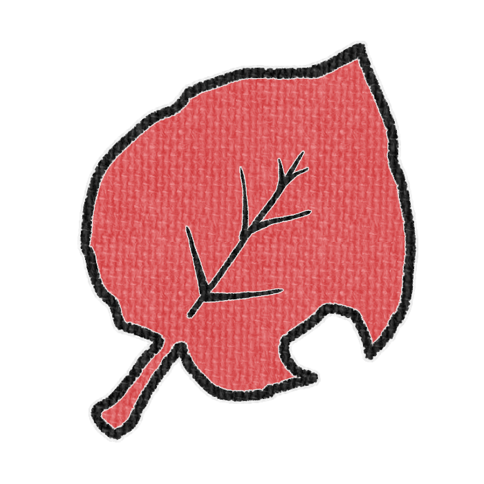 虫食いのある赤色の落ち葉の透過イラスト