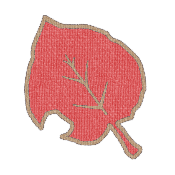 虫食いのある赤色の落ち葉の透過イラスト