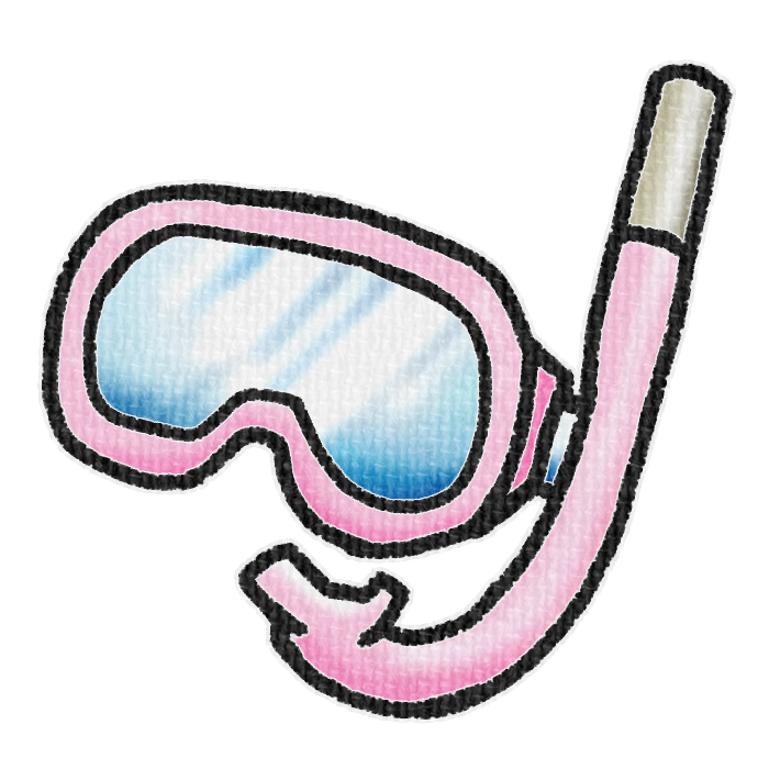 ピンク色のシュノーケルの透過イラスト