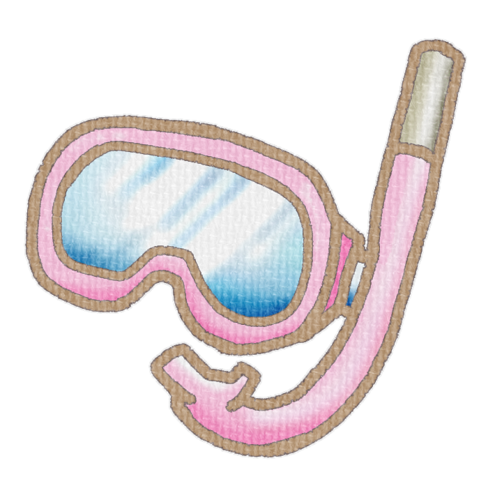 ピンク色のシュノーケルの透過イラスト