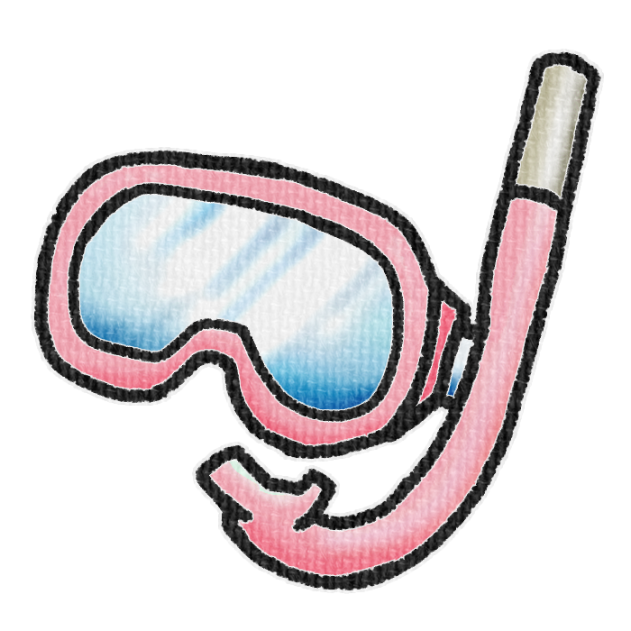 赤色のシュノーケルの透過イラスト