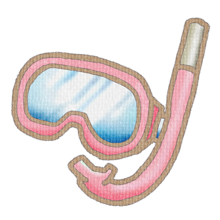 赤色のシュノーケルの透過イラスト